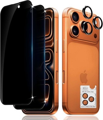 2X Schutzglas ( Display + Kamera ) für iPhone 17 Pro / Max Hartglas Anty-Spy