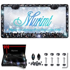 2 Pack Bling License Plate Frame for Women Gem Diamond Rhinestone License Pla...