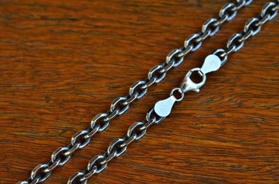 925 Sterling Silver Anchor Oxidized Chain 3.5mm Cable Chain