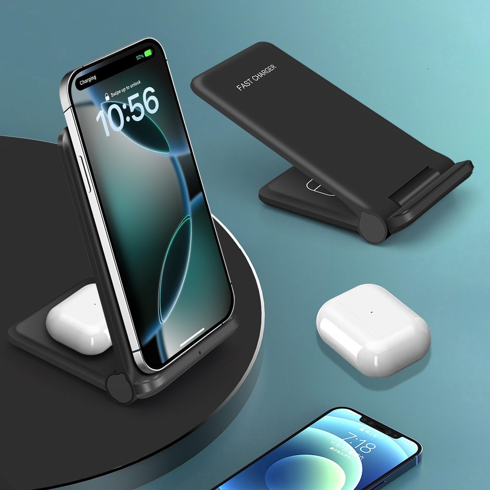 25W Wireless Charger,Foldable 2 in 1 Wireless Charging Station for Apple iPho...
