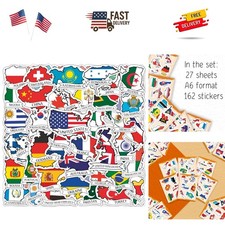 Small Country Flag Stickers for Luggage - World Flags Stickers for Water Bott...