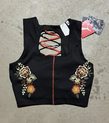 Puma x Frida Kahlo Crop Bra Size Small Black 521719 01 NWT Art Collab Rare
