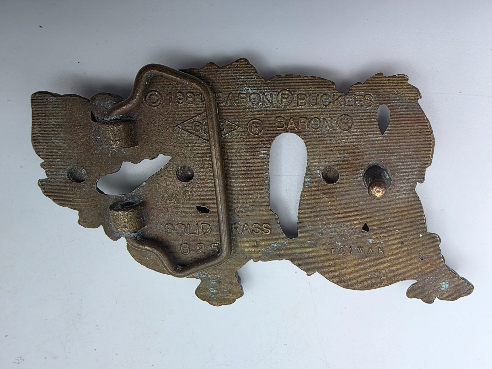 Vtg 1981 Baron Buckles Solid Brass Fire Dragon Bu… - image 4