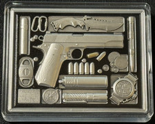 2025 2 Oz .999 Silver Samoa Mission X M1911 Pistol Survival Kit Antiqued Coin!!