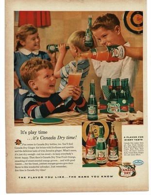 1956 Canada Dry Soda kids party Vintage Print Ad ping pong
