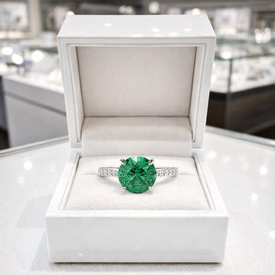 2.00 Ct Round Cut Natural Emerald & Diamond Propose Ring 14K White Gold Size 8