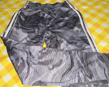 adidas boys LGray/Black Camo Track Pants Side Stripes Drawstring Elastic
