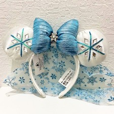 Disney- Parks Frozen Elsa Snowflake Blue  White Minnie Mouse Ear Headband NWT