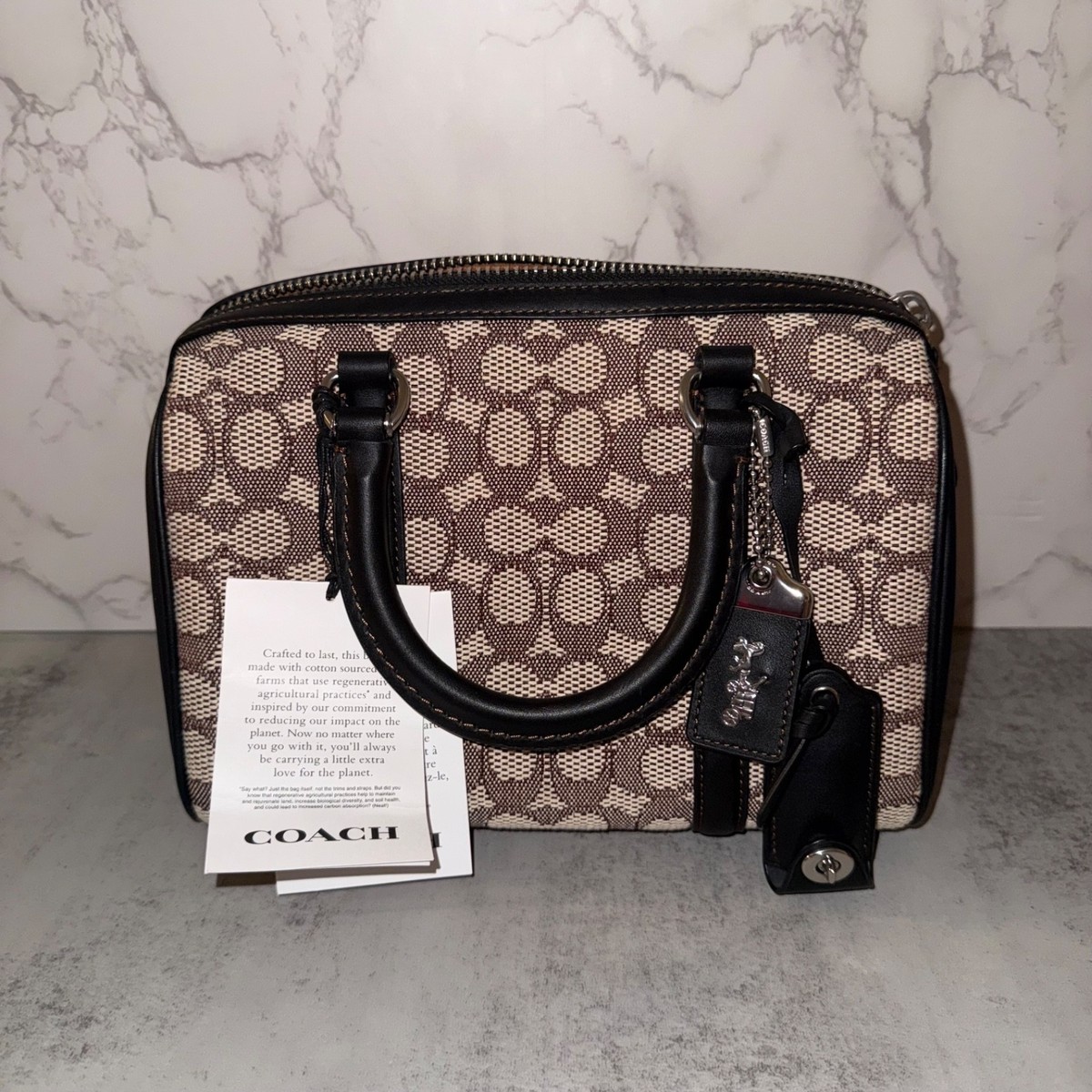 Coach Ruby Satchel 25 In Signature Textile Jacquard Cocoa Black