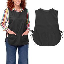 Unisex Smock Apron Kitchen Apron for Men and Women with Pocket Black