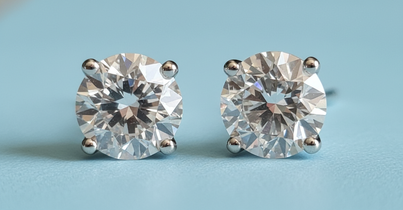 4.00Ct E VVS2 Round Lab Grown Diamond Stud Earrings IGI Certified 14K Gold