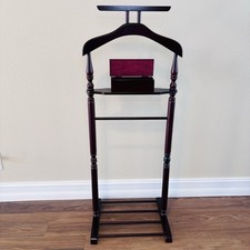 Vintage Wood Men  s Gentleman's Butler Valet Stand Clothes Suit Hanger Rack