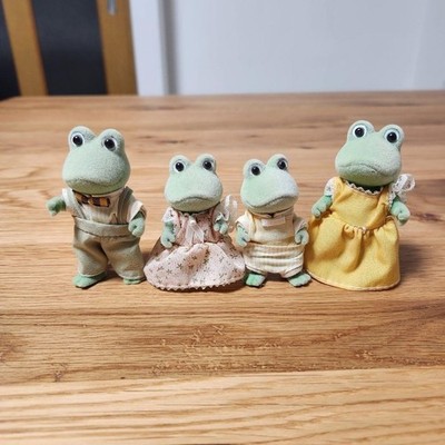 [Used] Sylvanian Families Frog Family 4pc Overseas Edition Vintage Collectible