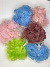 6pc Mesh Bath Shower Pouf Loofah Sponges, Exfoliating, Multicolor, Medium