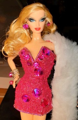 Barbie TOP MODEL LARA FACE THE BLOND GOLD DIAMOND OOAK REPRO FUCHSIA VERSION 