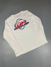Vintage Quiksilver Boarding Company Shirt Long Sleeve Surf Tee White Men Size S