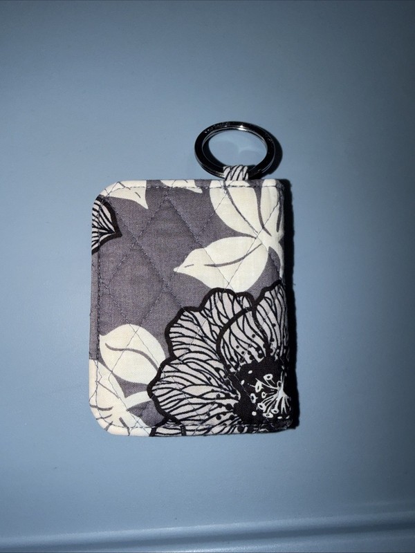 Vera Bradley Double ID Moon Shadow Meadow Wallet Grey/ White Pre-owned