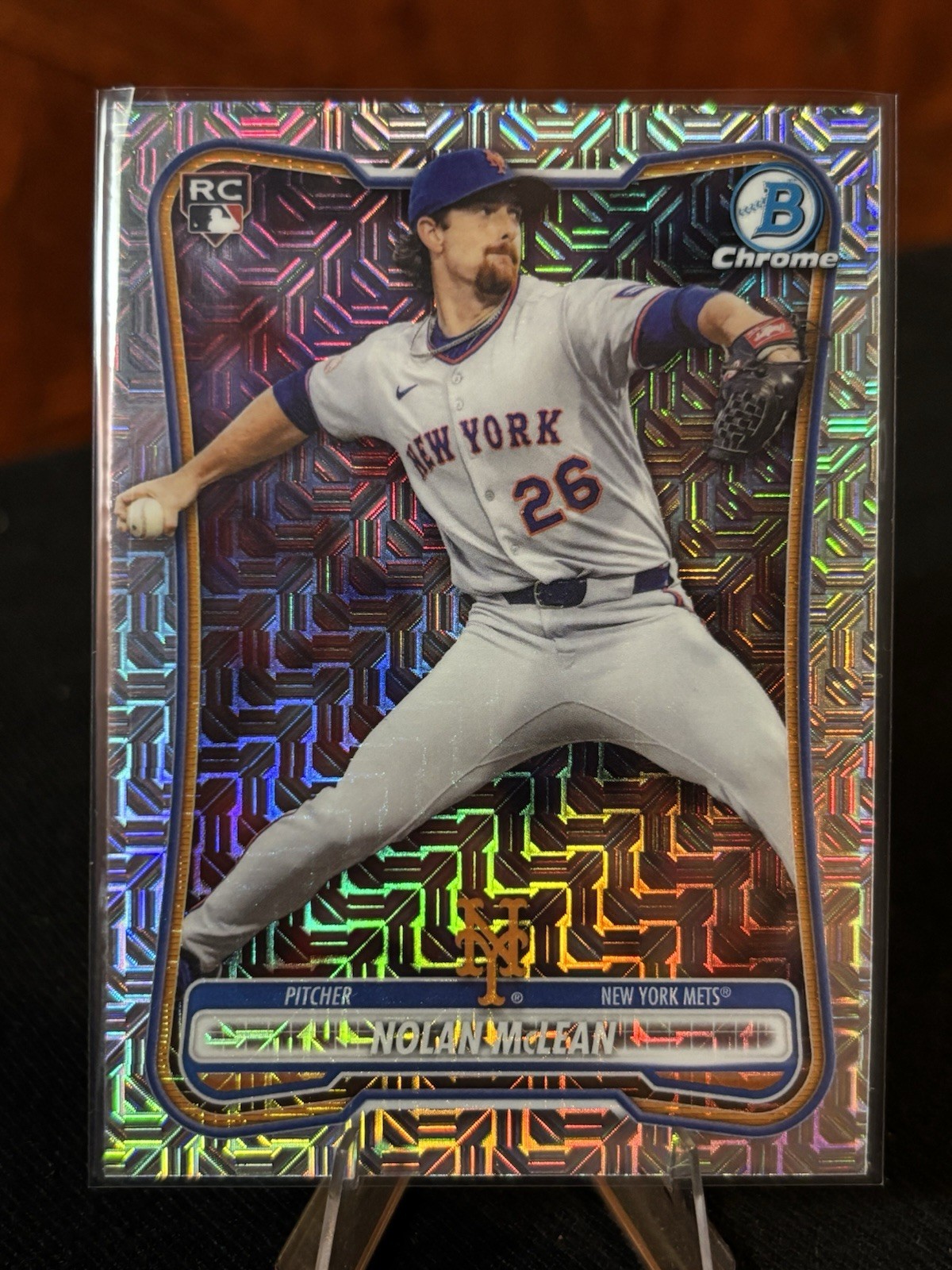 2026 Topps Bowman Chrome Nolan McLean #80 Rookie New York Mets Mojo Refractor