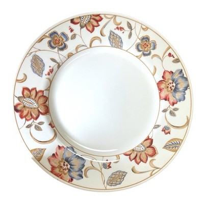 Set of 4 Queens Earthenware Dinner Plates Ivory Floral Red Blue Gold 10.5  Boho