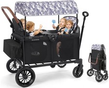 Wagon Stroller 4 Seater, Premium Stroller Wagon for 4 Kids, Foldable All-Terr...