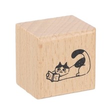 Wood Cat Stamps Wooden Rubber Stamps Cat Reading Pattern