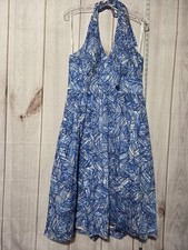 Calvin Klein Dress Womens Large Halter Sundress Summer Open Back Flowy Casual