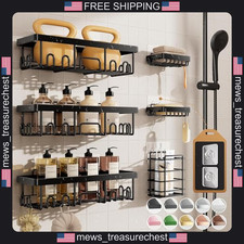 Stainless Steel Shower Caddy Set with Soap Dish and Toothbrush Holder