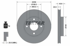 2x TEXTAR Disque de frein Avant pour FORD Fiesta Mk6 3/5 portes (JA8, JR8) 258mm