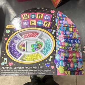 WORD WEAR Alphabet Jewelry 900+ Piece Kids Bead Kit Charm, Alphabet, Flower
