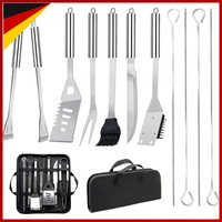 Grillbesteck-Set 11-Tlg Edelstahl Mit Grillzange Grillgabel Tragbarer Koffer
