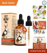 Hemp Oil for Pets - Supports Joint Health Calming for Dogs Cats 1oz