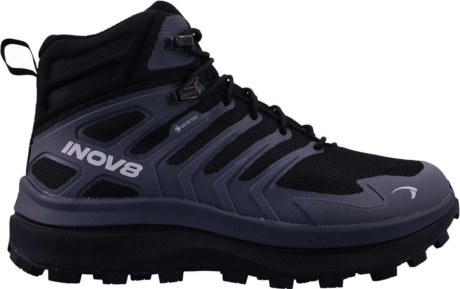 Модель Inov8 Roclite Max Mid GORE-TEX С ШИРОКОЙ ПОСАДКОЙ, модель Herren Wanderschuhe schwarz wasserdicht GTX