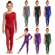 Girls Figure Skating Gymnastics Dance Jumpsuit Bodysuit Performance Competition