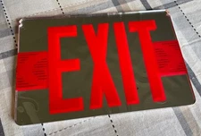 Led Edge-Lit Exit Sign ,Brushed Aluminum Housing Double-Sided Mirrored