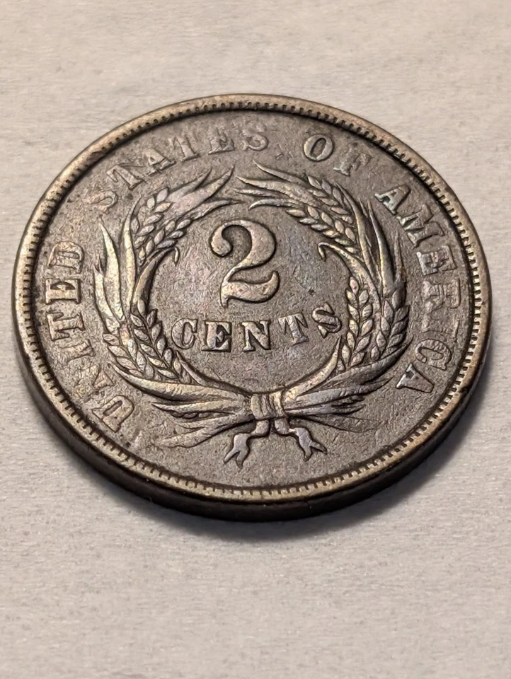 1864 Major Die Rotation Error 2 Cent Piece - Image 4 of 4