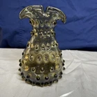 Vintage Fenton Hobnail Smokey Green Glass Vase 6” Tall, 4” Wide M30