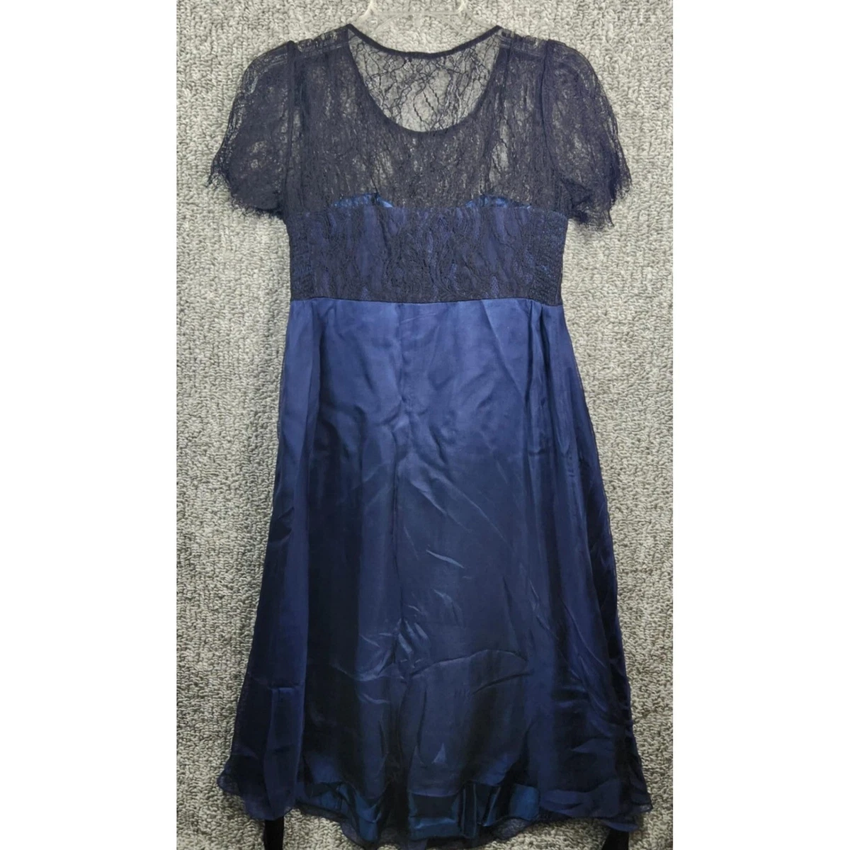lace top dress with chiffon skirt Embroidered Long with Sheer Back GL2228 Elizabeth K NAVY / 5XL Short Sleeve Silhouette Fashion Nova Vacation Outfits Color:Grey with silver sparkle Diana 8871