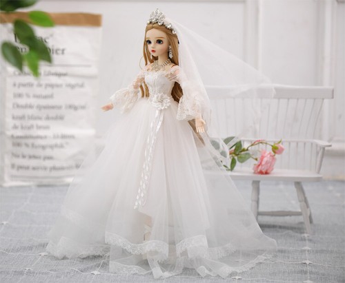 1/3 BJD Doll Ball Jointed Bride Wedding Dress Changeable Eyes Wigs Kids DIY Toys eBay