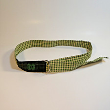 Notre Dame ND Belt Double D Ring Collegiate Plaids Green White Made in USA