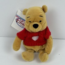 Winnie the Pooh Red Sweater Mini Bean Bag Disney Store 8" Plush Beanie Toy NWT