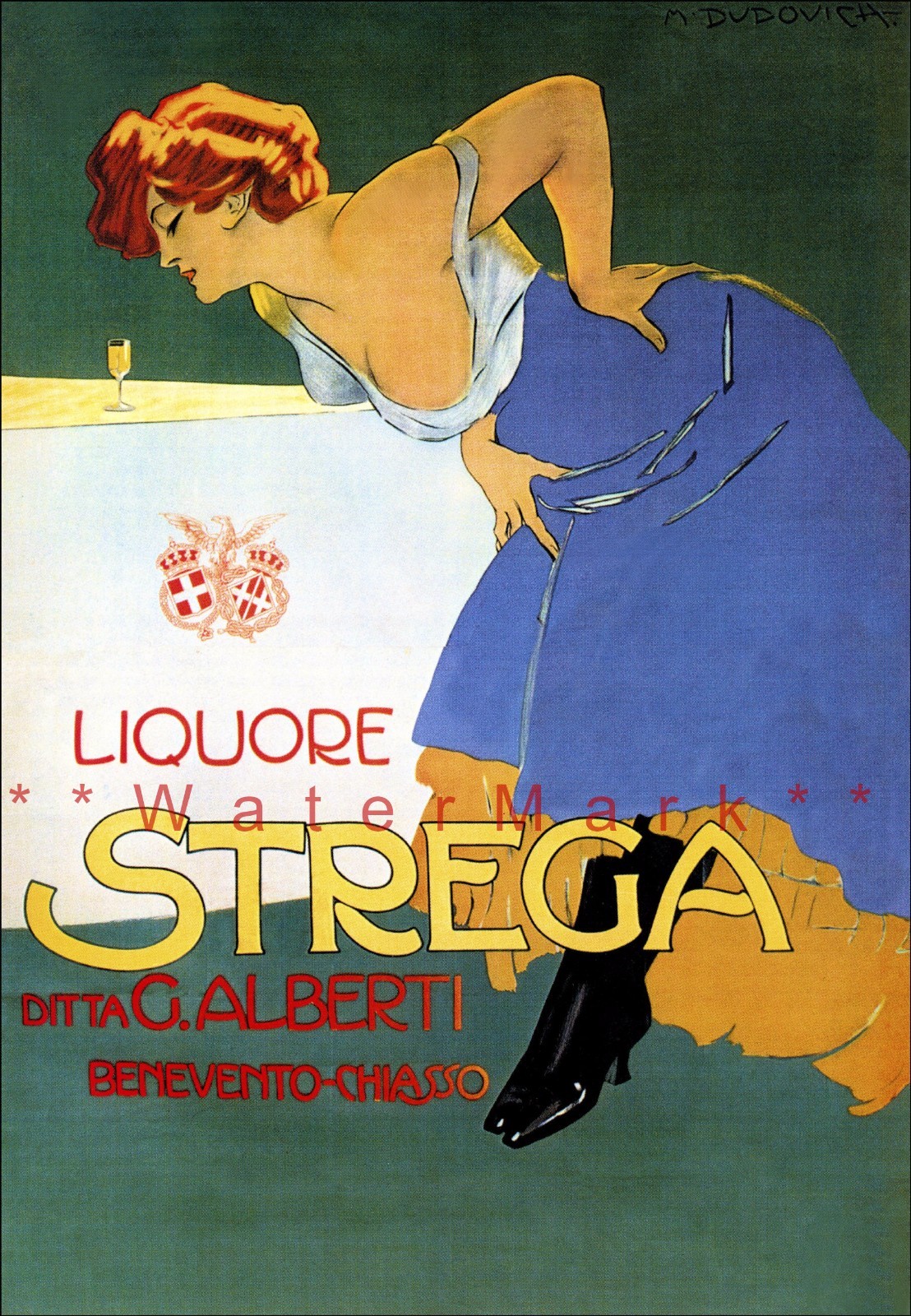 Liquore Strega 1905 Italian Herbal Liqueur Vintage Poster Print Art Retro Style