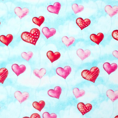 100% Baumwollstoff - QT Stoffe Sweet Valentine, Liebe Herz Luftballons