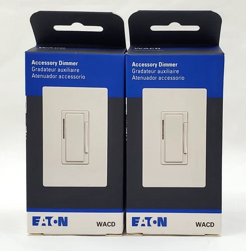 Lot of 2 Eaton WACD-W-SP-L Wi-Fi Smart Dimmers 120 Volt SP Three Way White