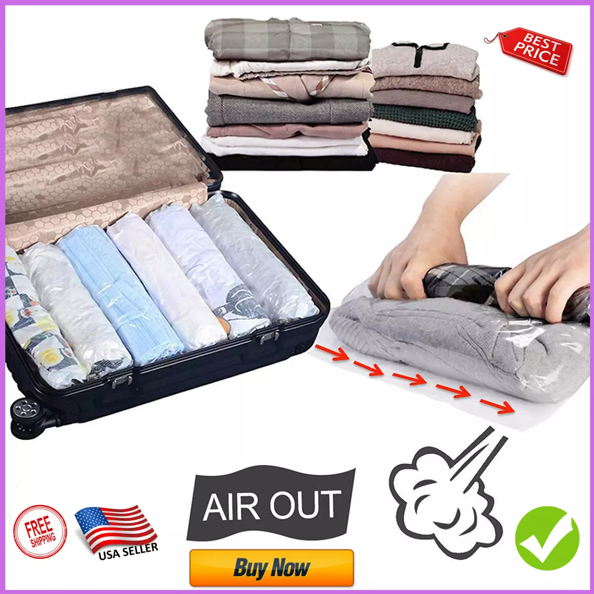 Hand Roll Up Compression Bags For Suitcase Travel Storage Bag Clothes  Organizer No Vacuum Needed - Buy Hand Roll Up Compression Bags For Suitcase  Travel Storage Bag Clothes Organizer No Vacuum Needed