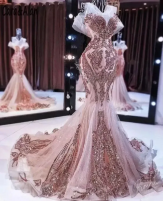 slim fit dress slacks Rose Gold Glitter Floral Prom Gown – Unique Vintage