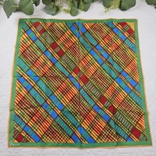 VTG Vera Green and Orange Geometric Square Scarf 22"