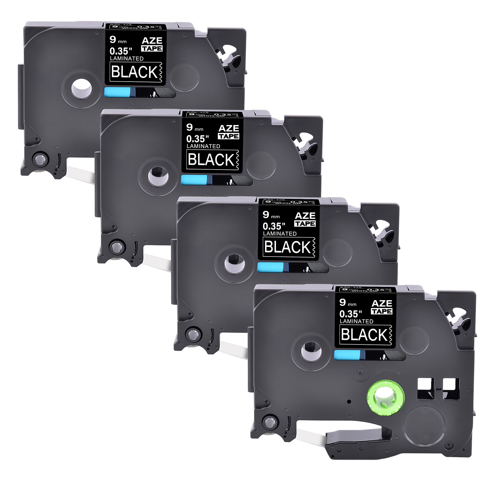 4PK Compatible with Brother TZ-325 TZe-325 White on Black Label Tape 9mm