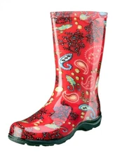 Slogger's Red Paisley Boot Woman's Size 6