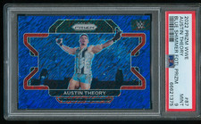 Austin Theory 2022 Panini Prizm WWE Blue Shimmer FOTL #87 10/10 PSA 9
