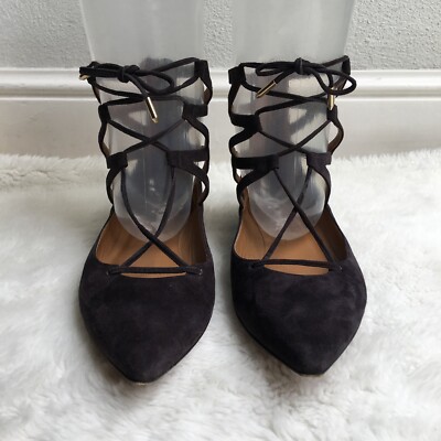 Aquazzura Belgravia Flat Aquazzura Belgravia Black Suede Laced